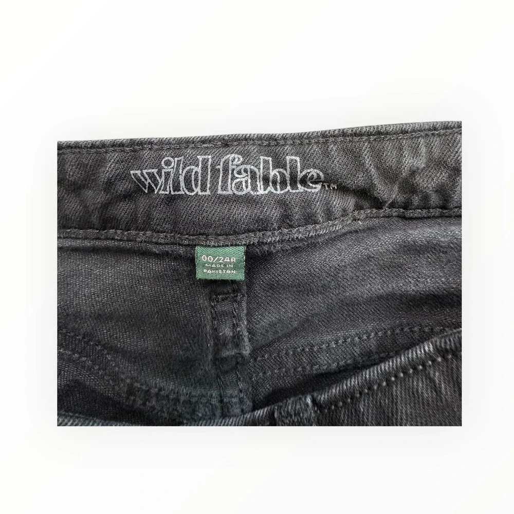 Wild‎ Fable Denim Shorts Womens 00/24R Black High Rise Cuffed Stretch 5-Pocket